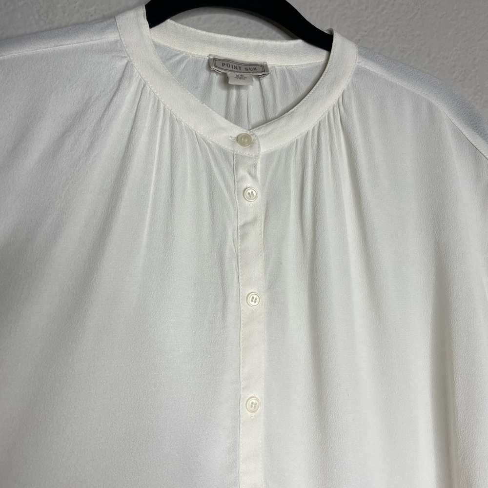 Point Sur Drapey Popover Cream White Blouse Top XS - Picture 4 of 7